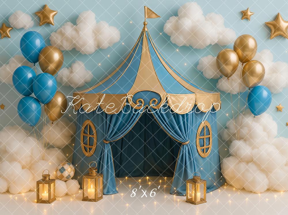 On Sale Kate Cake Smash Blue Circus Tent Balloon Backdrop Designed by Ashley Paul -UK