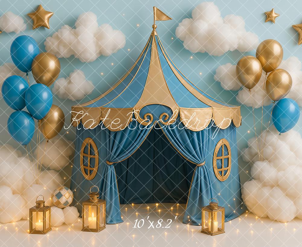 On Sale Kate Cake Smash Blue Circus Tent Balloon Backdrop Designed by Ashley Paul -UK