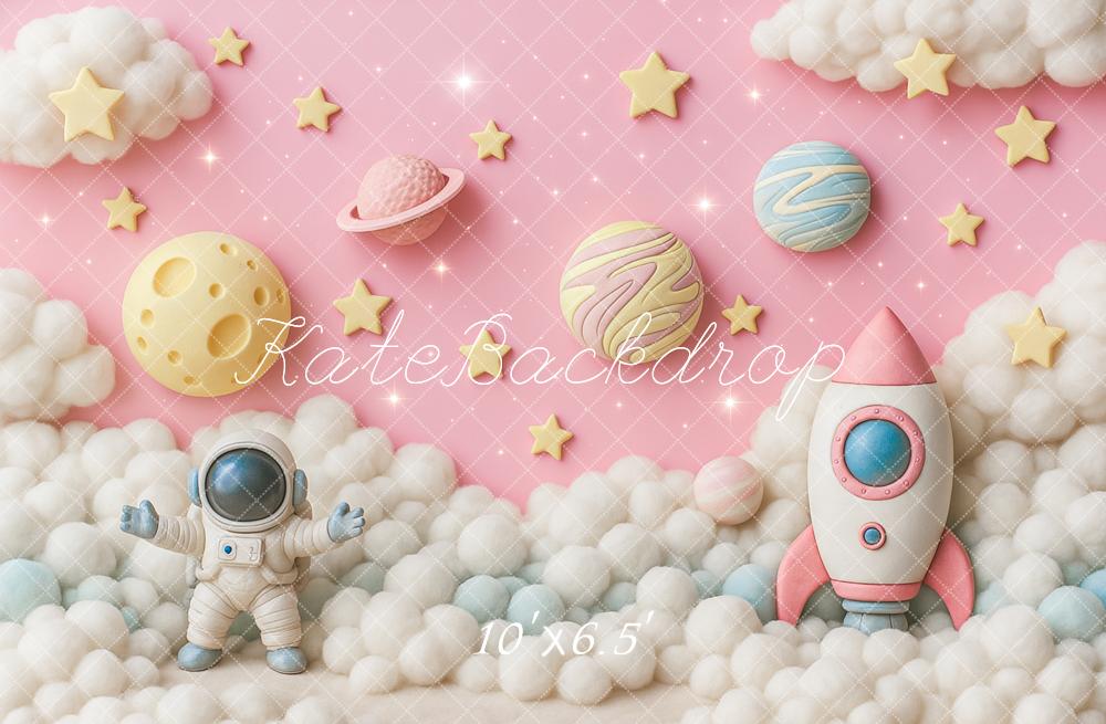 Kate Cake Smash Pink Space Adventure Astronaut Backdrop Designed by Ashley Paul -UK