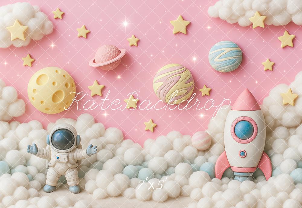 Kate Cake Smash Pink Space Adventure Astronaut Backdrop Designed by Ashley Paul -UK
