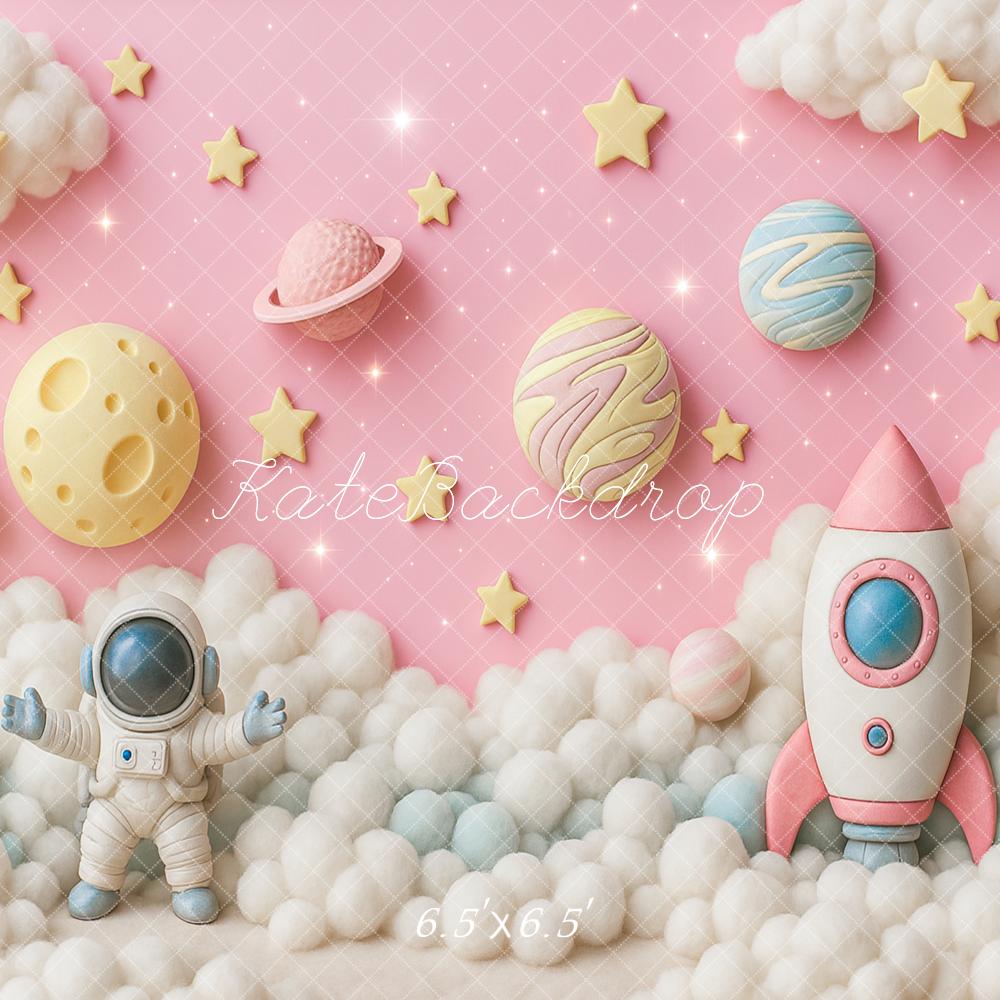 Kate Cake Smash Pink Space Adventure Astronaut Backdrop Designed by Ashley Paul -UK