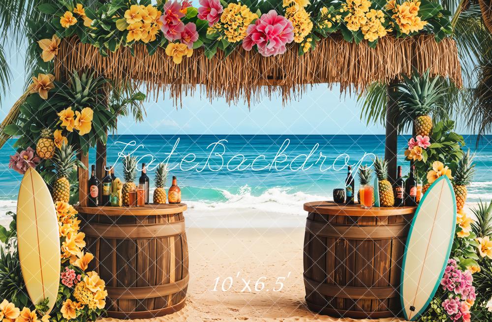 Kate Summer Tropical Beach Tiki Bar Backdrop Designed by Emetselch -UK