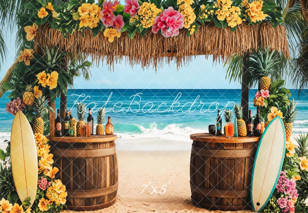 Kate Summer Tropical Beach Tiki Bar Backdrop Designed by Emetselch -UK