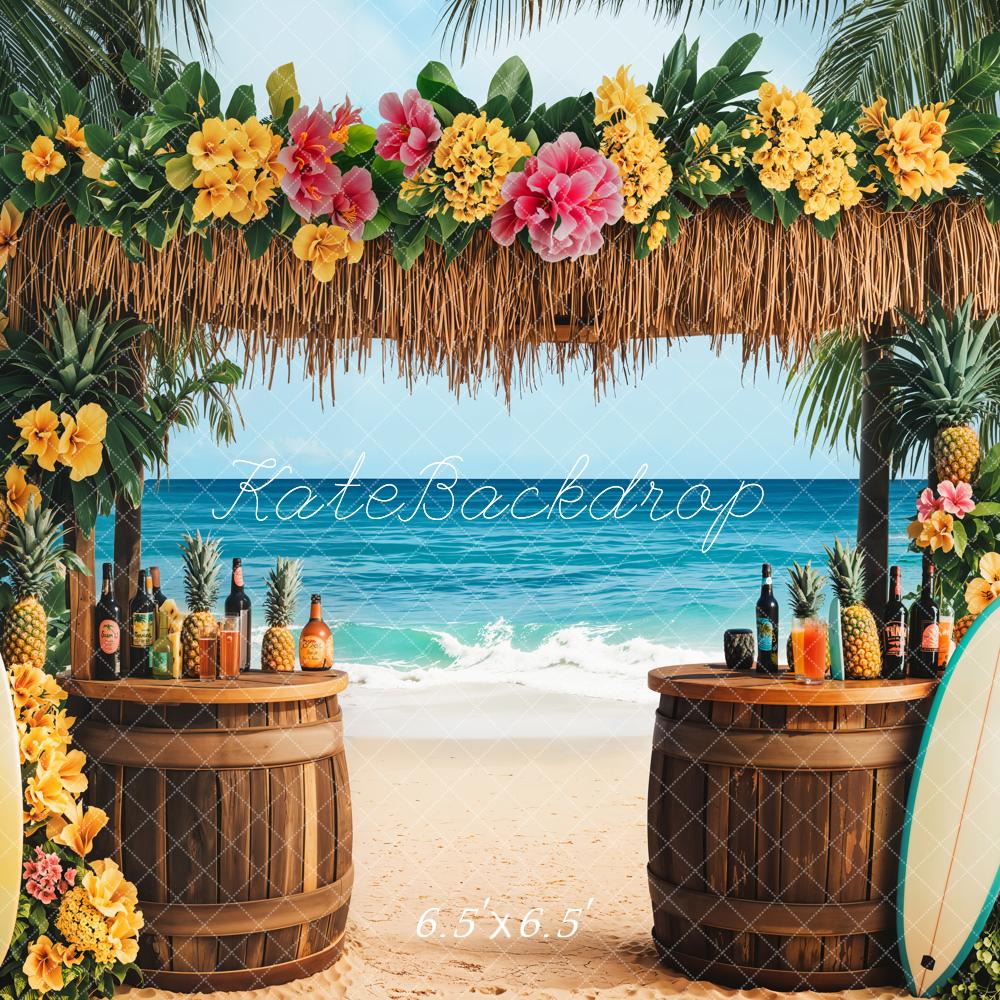 Kate Summer Tropical Beach Tiki Bar Backdrop Designed by Emetselch -UK