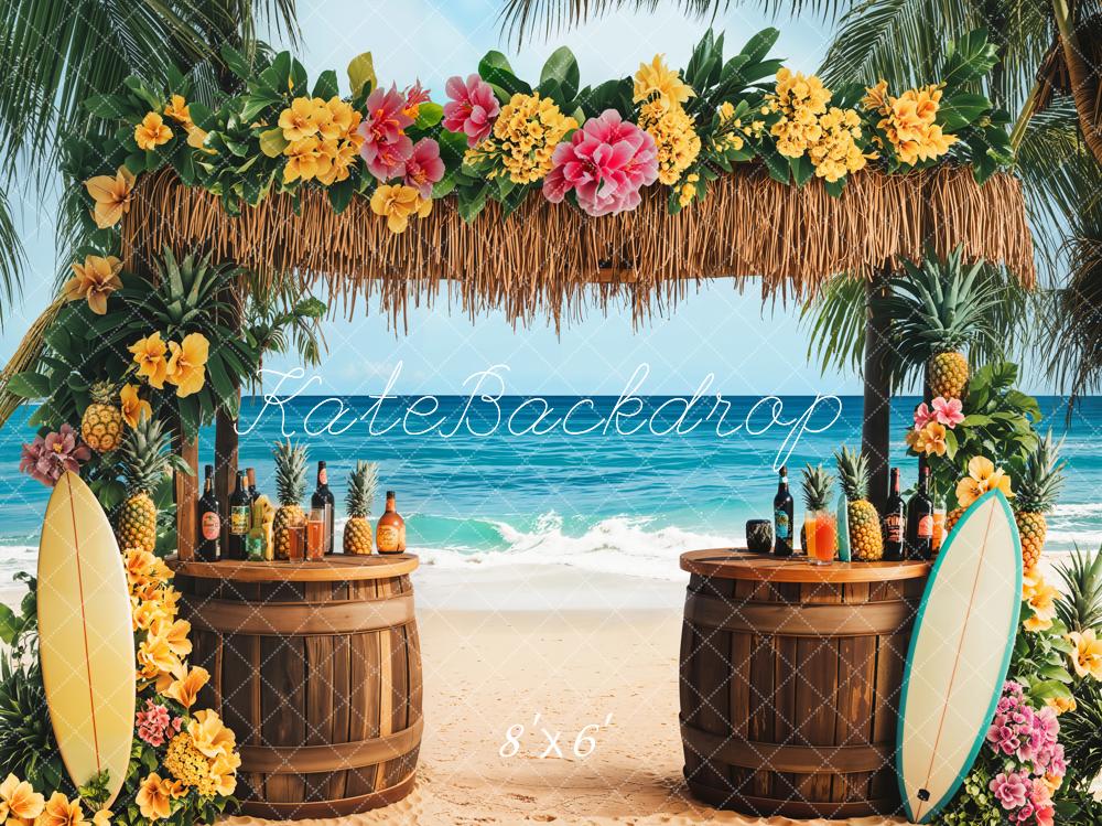 Kate Summer Tropical Beach Tiki Bar Backdrop Designed by Emetselch -UK