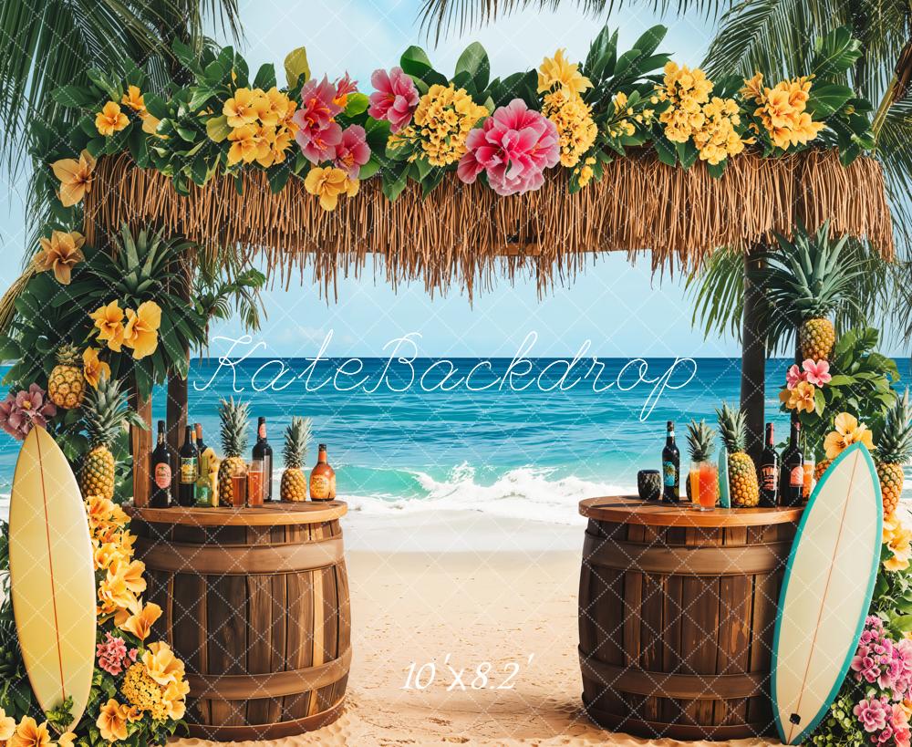 Kate Summer Tropical Beach Tiki Bar Backdrop Designed by Emetselch -UK