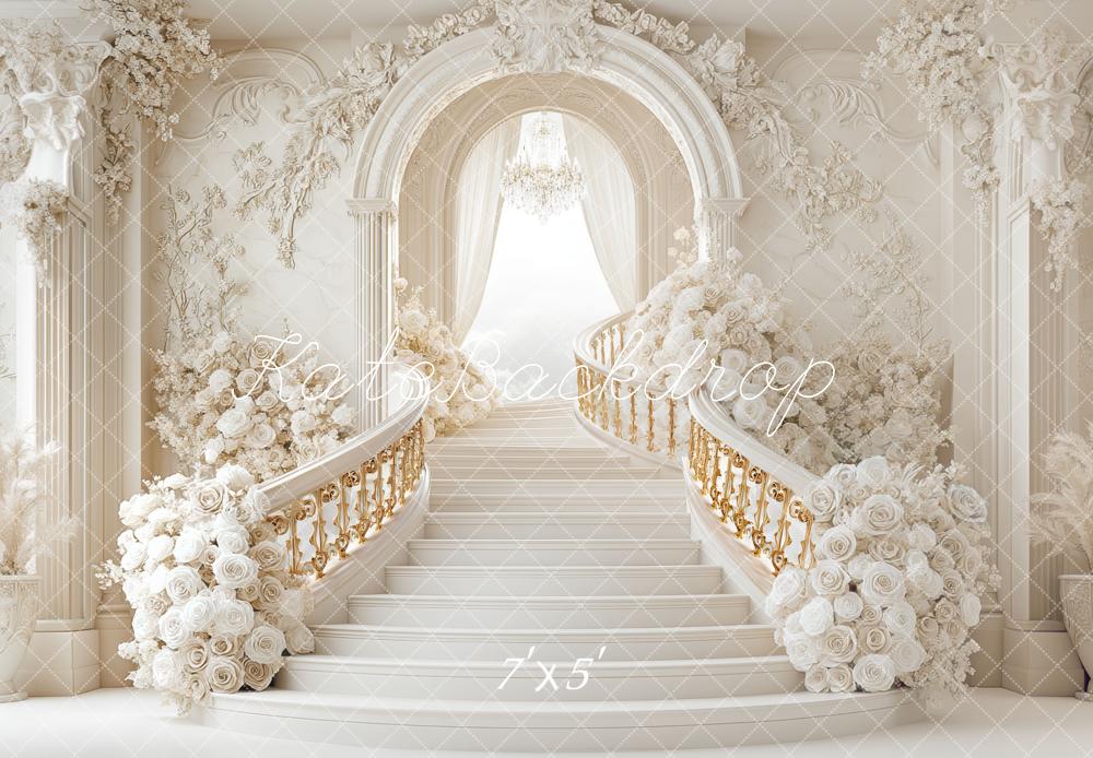 Kate Prom Grad Cascading Stairs White Backdrop Designed by Mini MakeBelieve -UK