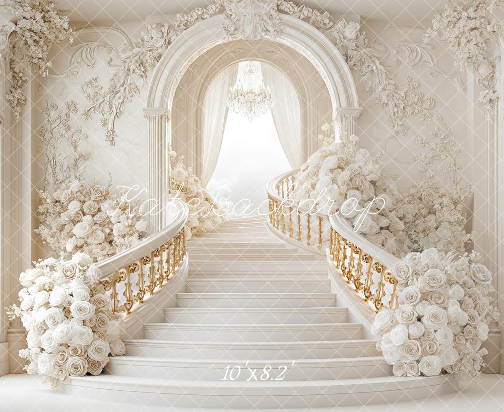 Kate Prom Grad Cascading Stairs White Backdrop Designed by Mini MakeBelieve -UK