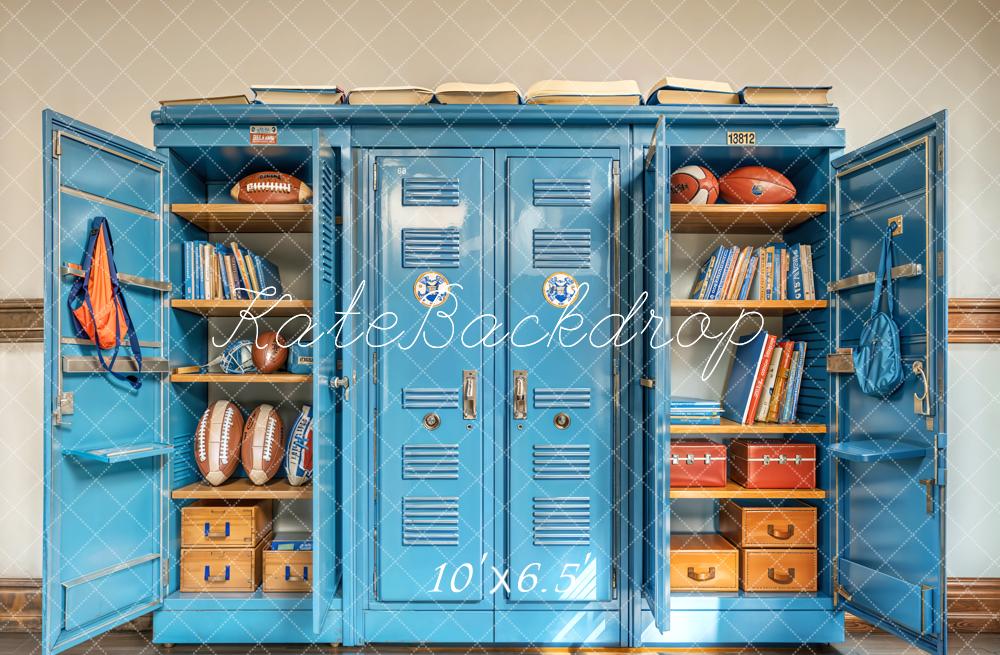 Kate Sports School Blue Locker Backdrop Designed by Emetselch -UK