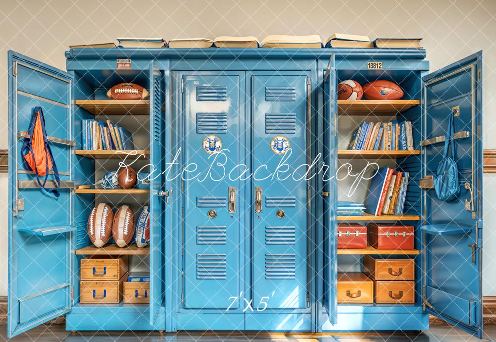 Kate Sports School Blue Locker Backdrop Designed by Emetselch -UK