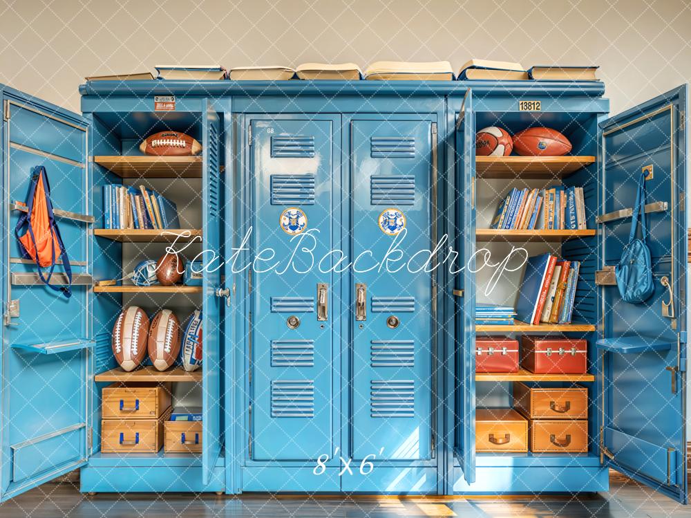 Kate Sports School Blue Locker Backdrop Designed by Emetselch -UK