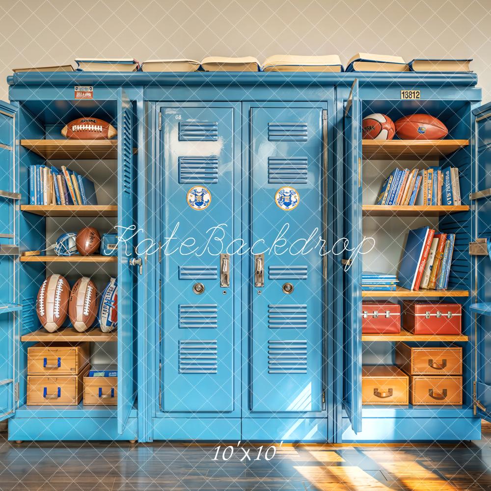 Kate Sports School Blue Locker Backdrop Designed by Emetselch -UK