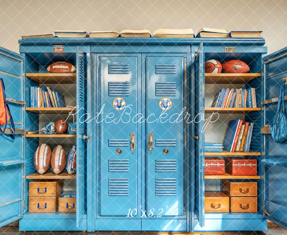 Kate Sports School Blue Locker Backdrop Designed by Emetselch -UK