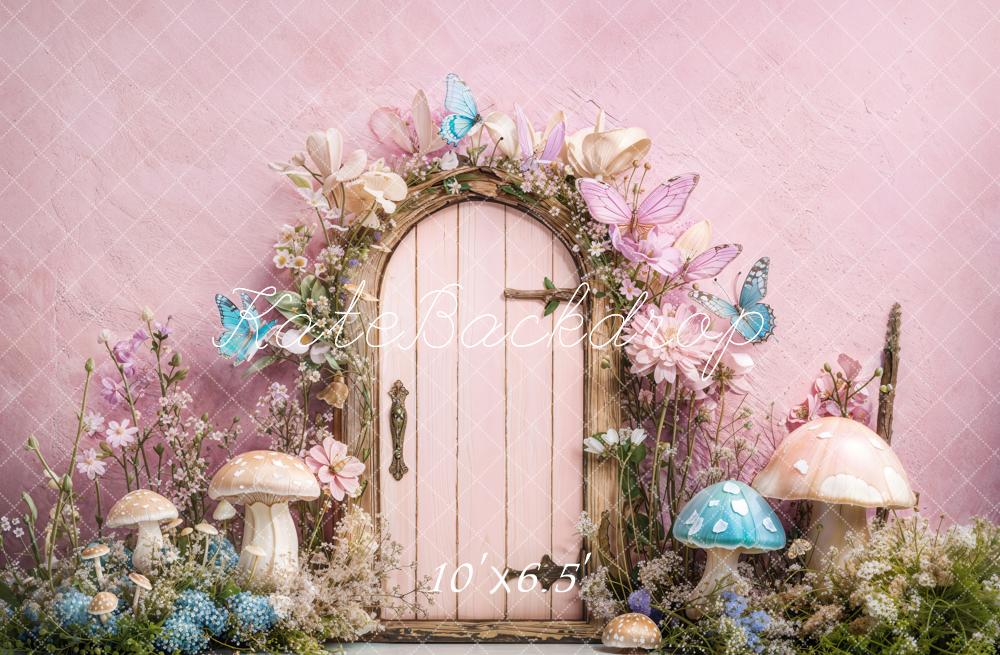 Kate Fairy Tale Door Mushrooms Butterfly Backdrop Designed by Emetselch -UK