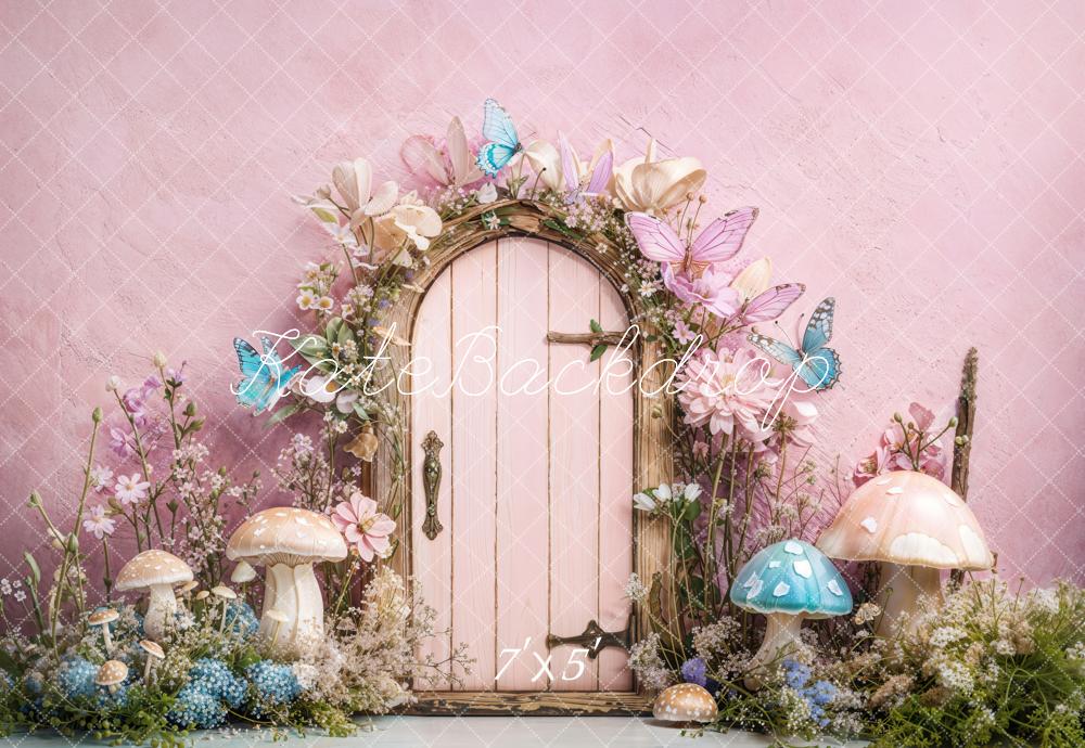Kate Fairy Tale Door Mushrooms Butterfly Backdrop Designed by Emetselch -UK