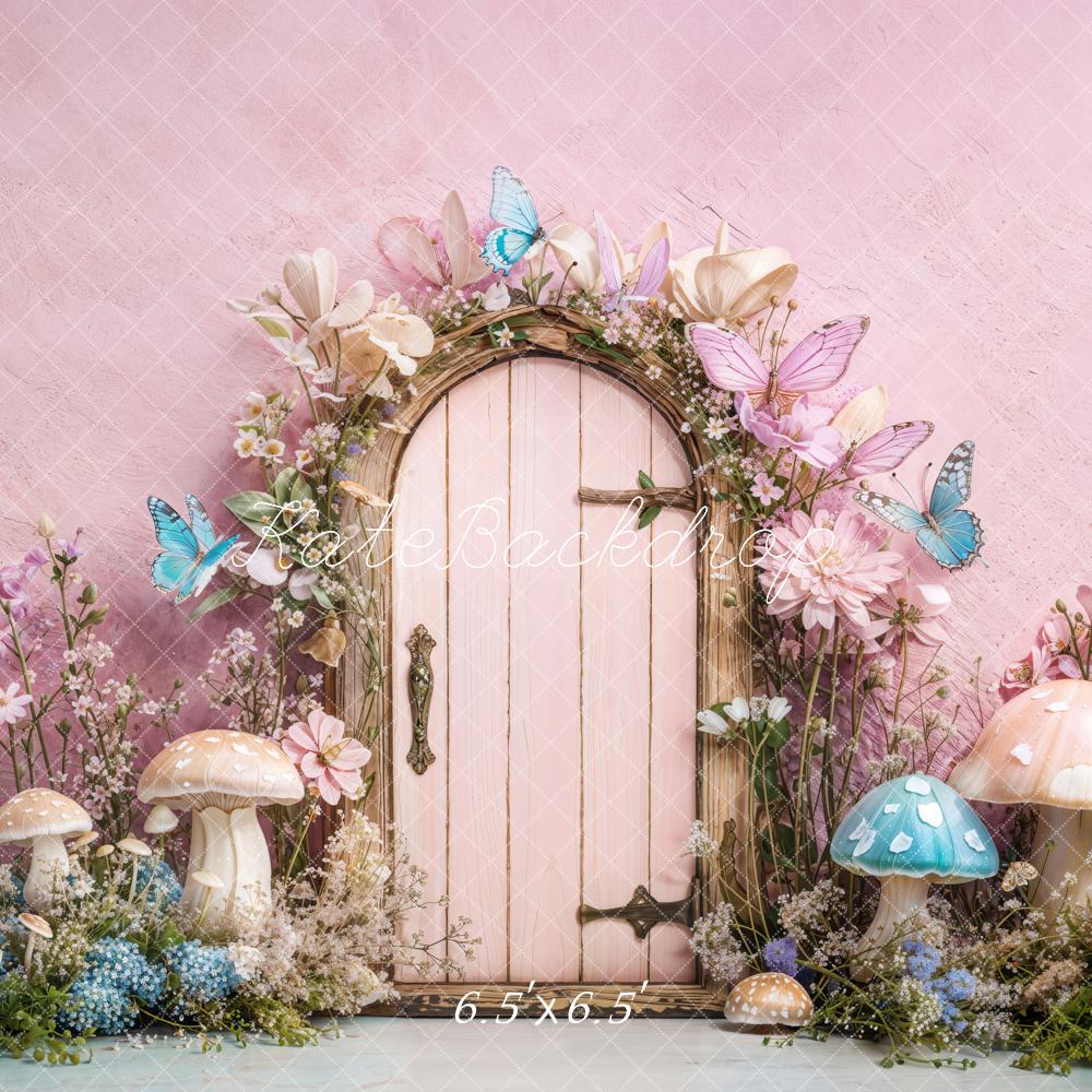 Kate Fairy Tale Door Mushrooms Butterfly Backdrop Designed by Emetselch -UK