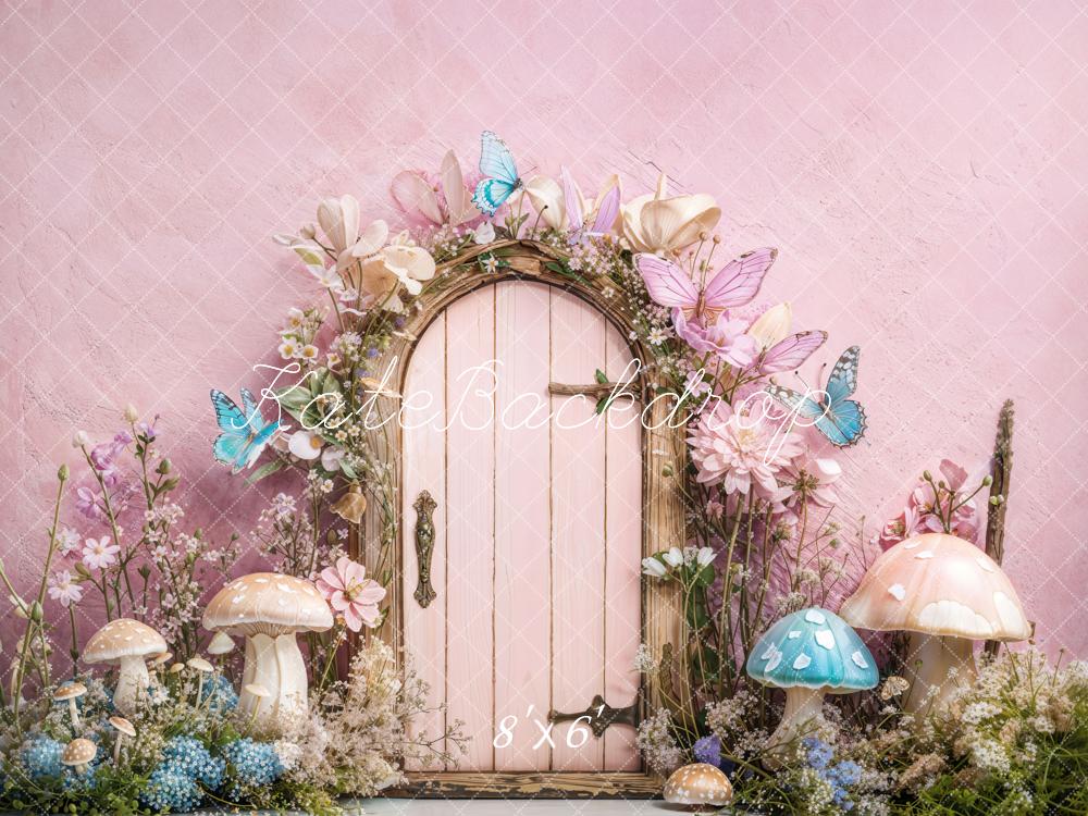 Kate Fairy Tale Door Mushrooms Butterfly Backdrop Designed by Emetselch -UK