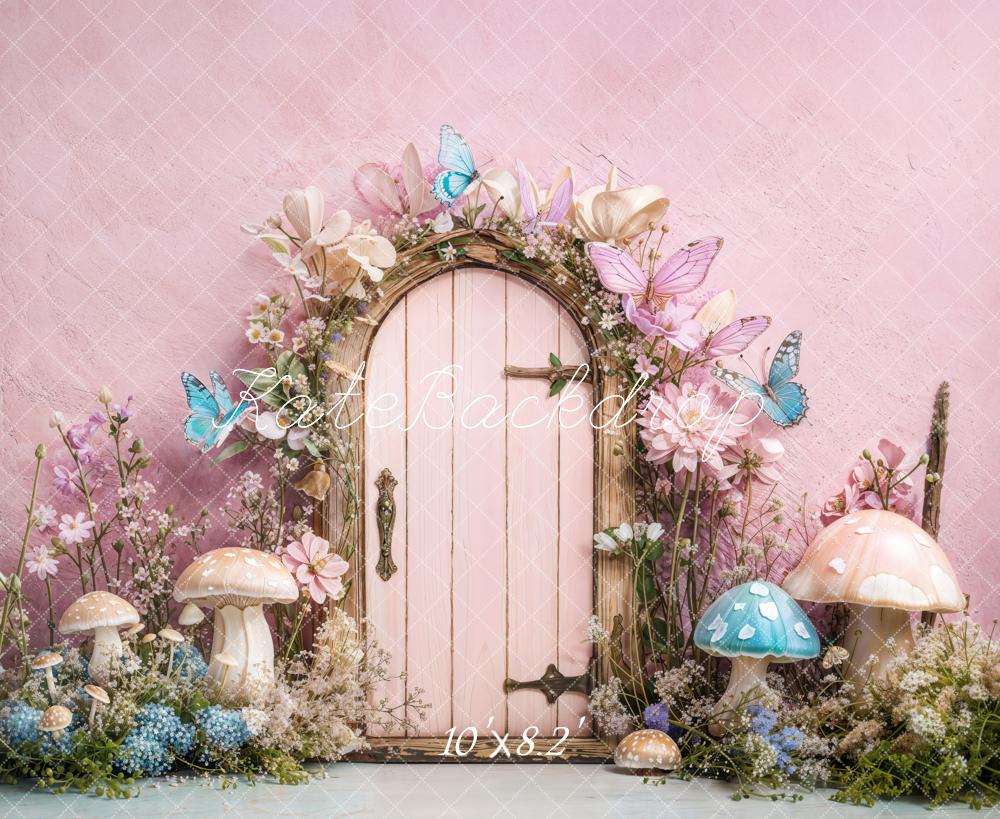 Kate Fairy Tale Door Mushrooms Butterfly Backdrop Designed by Emetselch -UK