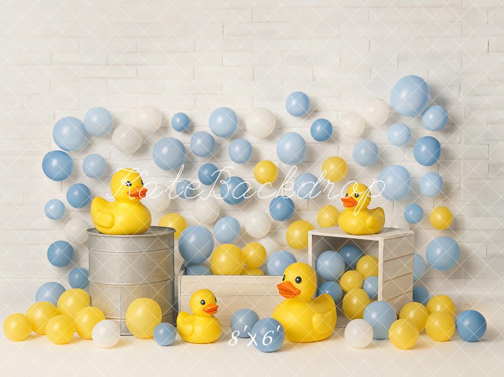 Kate Cake Smash Yellow Duck Balloons Backdrop Designed by Ashley Paul -UK