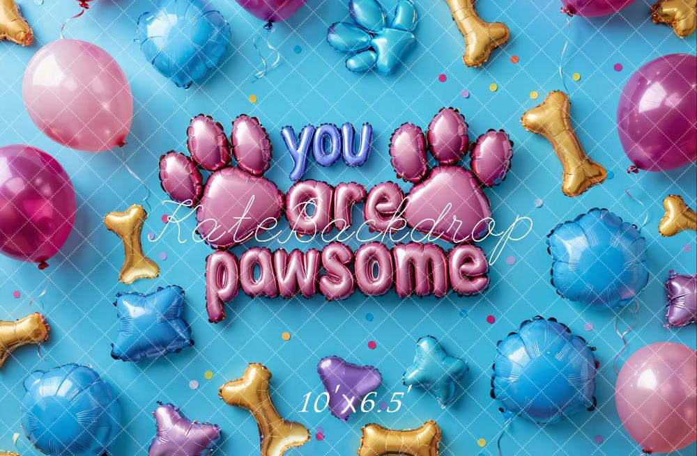 Kate Pet Pawsome Balloon Paw Blue Backdrop Designed by Emetselch -UK