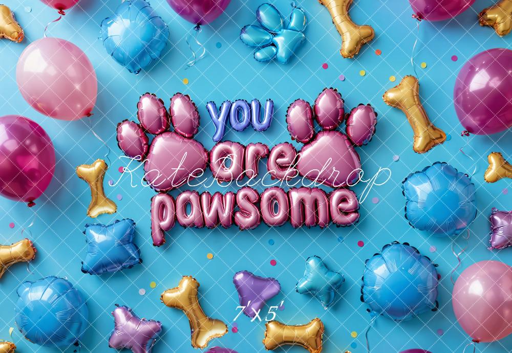 Kate Pet Pawsome Balloon Paw Blue Backdrop Designed by Emetselch -UK