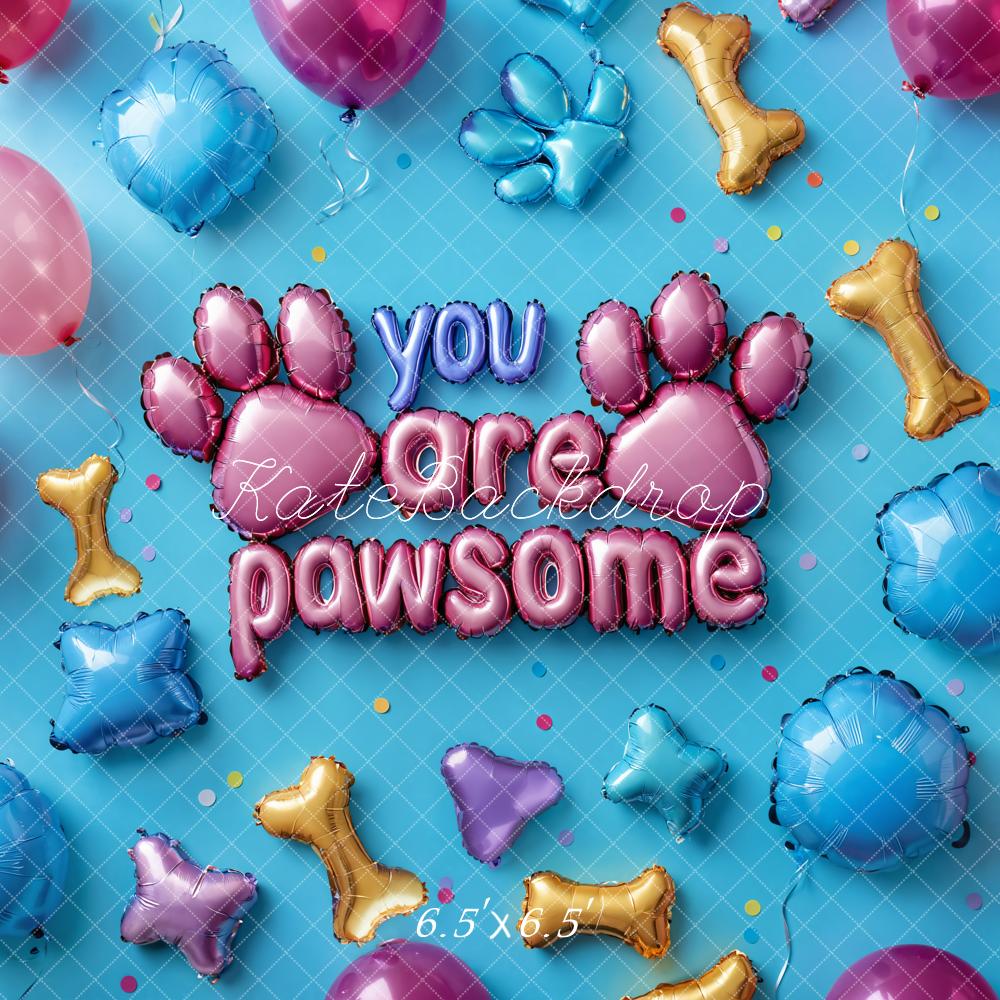 Kate Pet Pawsome Balloon Paw Blue Backdrop Designed by Emetselch -UK