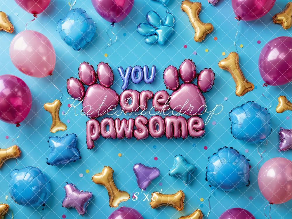 Kate Pet Pawsome Balloon Paw Blue Backdrop Designed by Emetselch -UK