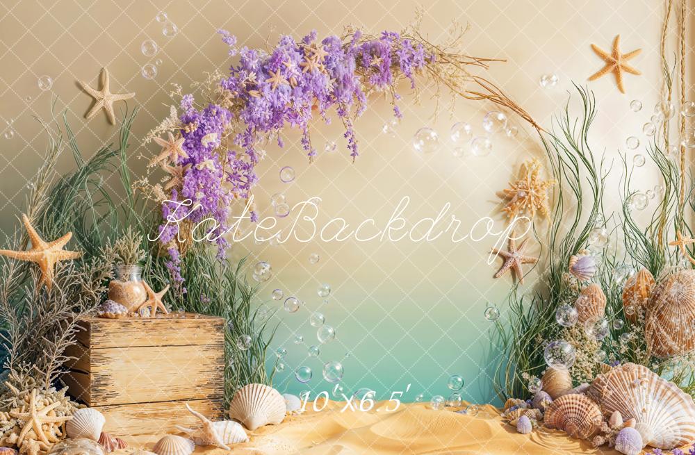 Kate Mermaid Underwater Starfish Seashell Backdrop Designed by Emetselch -UK