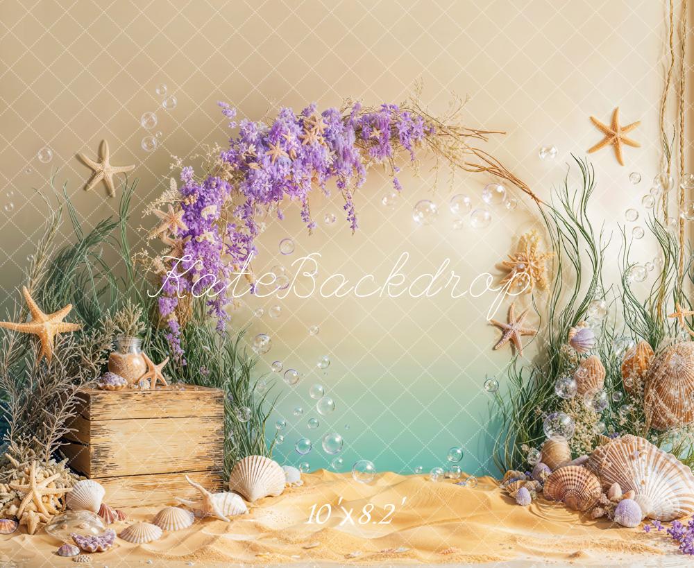 Kate Mermaid Underwater Starfish Seashell Backdrop Designed by Emetselch -UK
