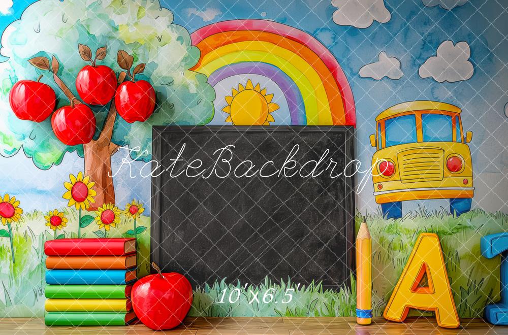 Kate Graduation School Blackboard Rainbow Apples Backdrop Designed by Mini MakeBelieve -UK