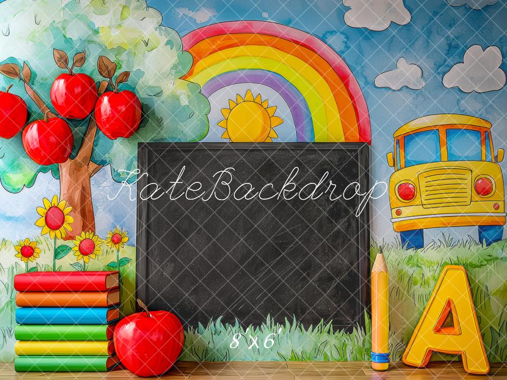 Kate Graduation School Blackboard Rainbow Apples Backdrop Designed by Mini MakeBelieve -UK