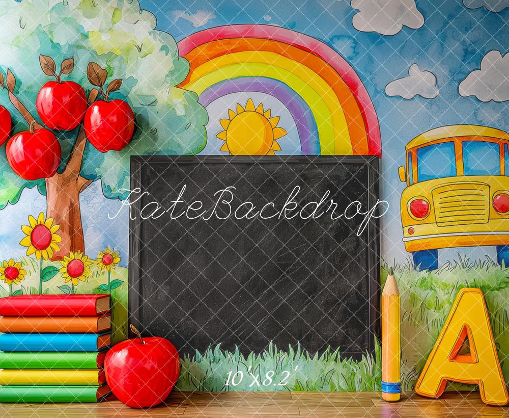 Kate Graduation School Blackboard Rainbow Apples Backdrop Designed by Mini MakeBelieve -UK