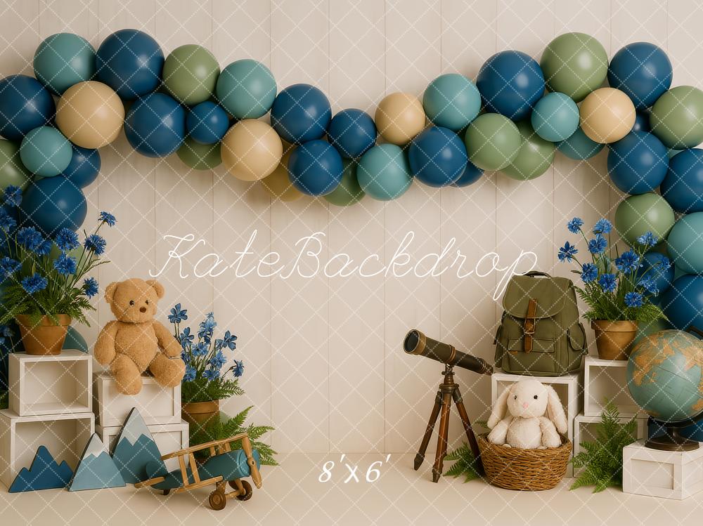 Kate Adventure Telescope Teddy Balloon Backdrop Designed by Patty Robert -UK