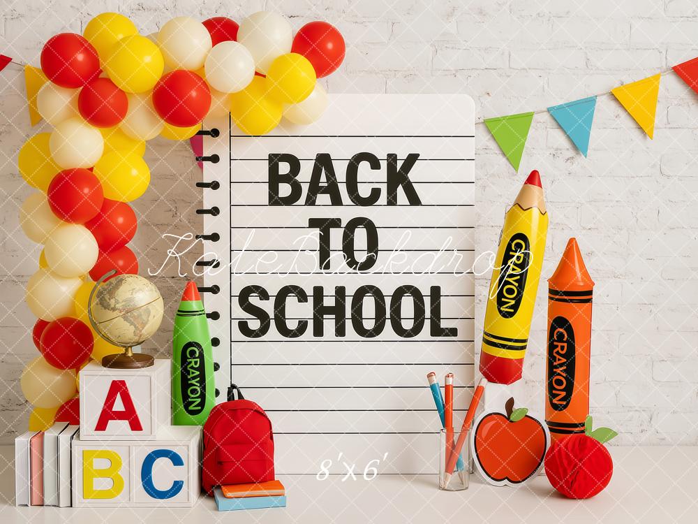 Kate Back To School Crayon Notebook Backdrop Designed by Patty Robert -UK