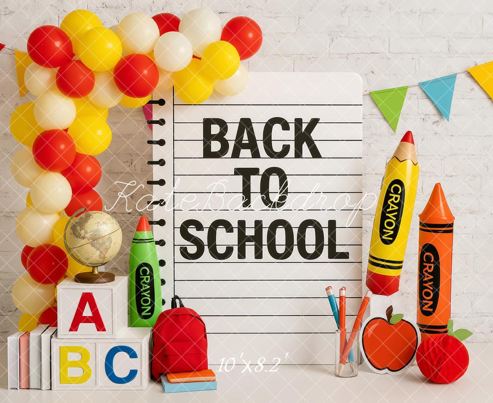 Kate Back To School Crayon Notebook Backdrop Designed by Patty Robert -UK