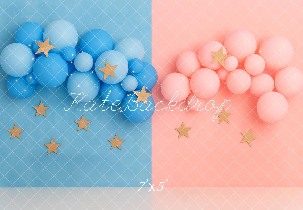 Lightning Deals Kate Gender Reveal Blue Pink Balloon Stars Backdrop Designed by Patty Robert -UK