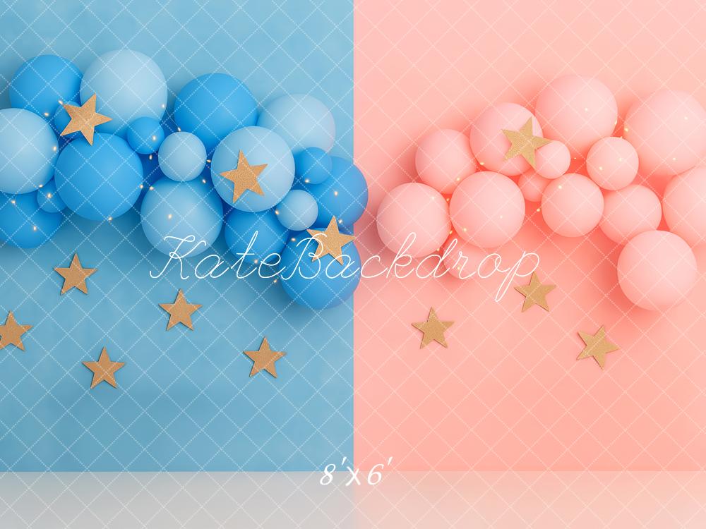 Lightning Deals Kate Gender Reveal Blue Pink Balloon Stars Backdrop Designed by Patty Robert -UK