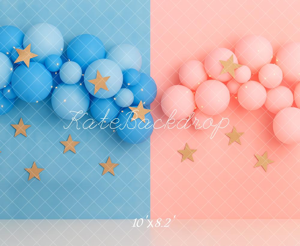 Lightning Deals Kate Gender Reveal Blue Pink Balloon Stars Backdrop Designed by Patty Robert -UK