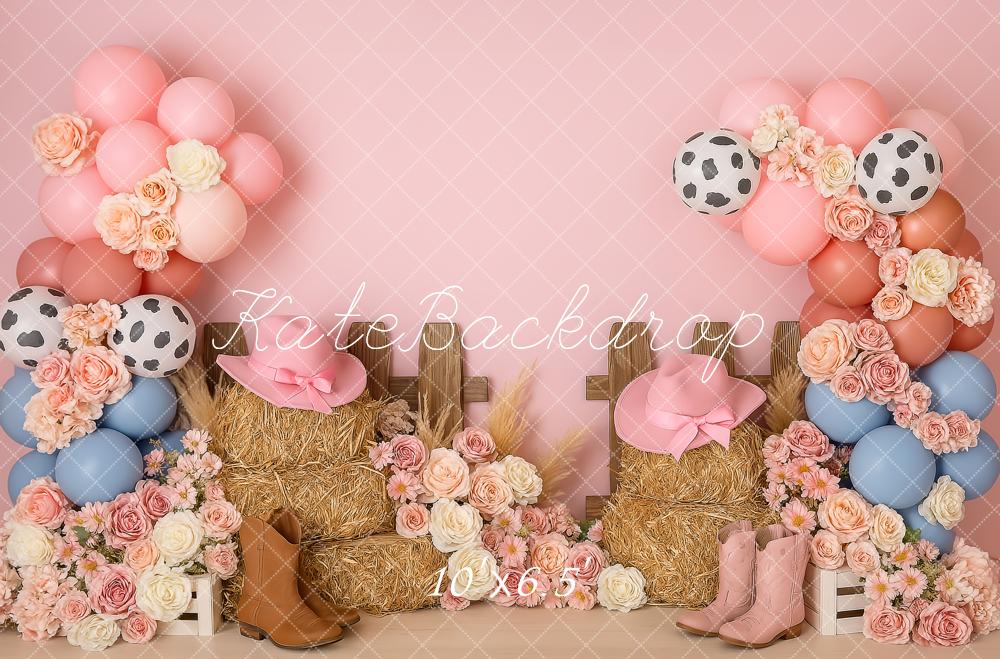 Kate Birthday Western Cowgirl Pink Backdrop Designed by Patty Robert