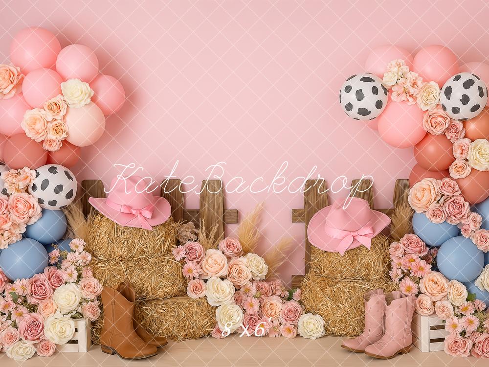 Kate Birthday Western Cowgirl Pink Backdrop Designed by Patty Robert