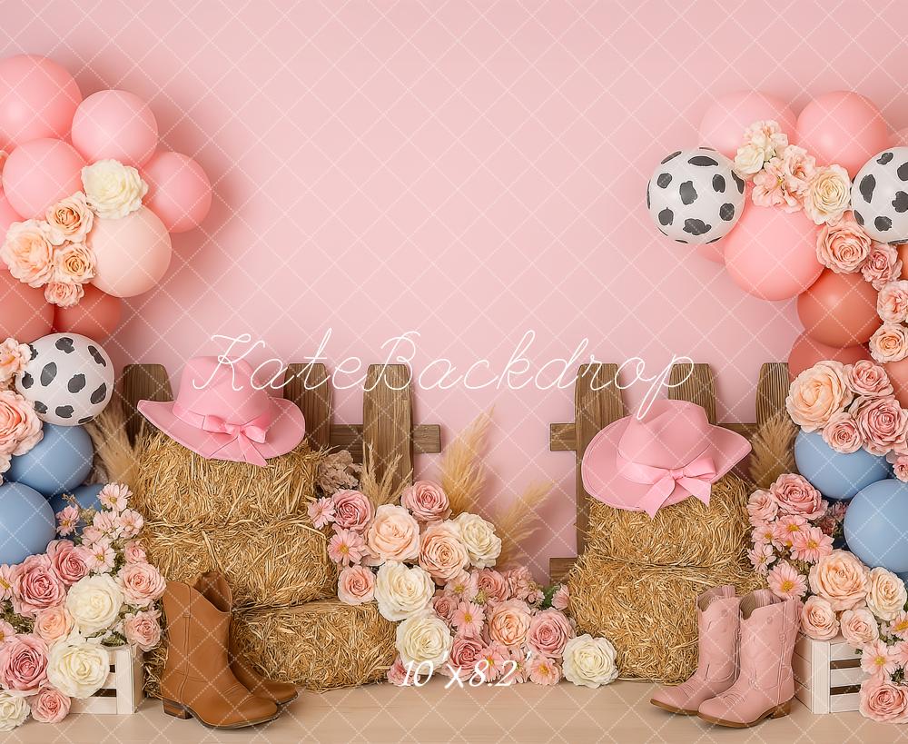 Kate Birthday Western Cowgirl Pink Backdrop Designed by Patty Robert