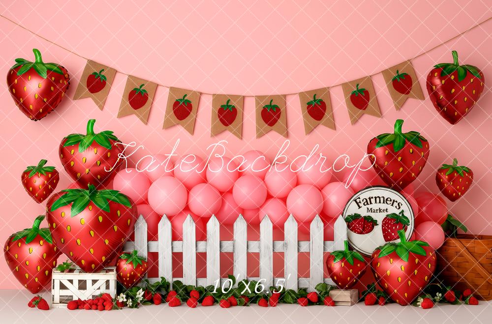 Kate Cake Smash Strawberry Farmers Market Backdrop Designed by Patty Robert