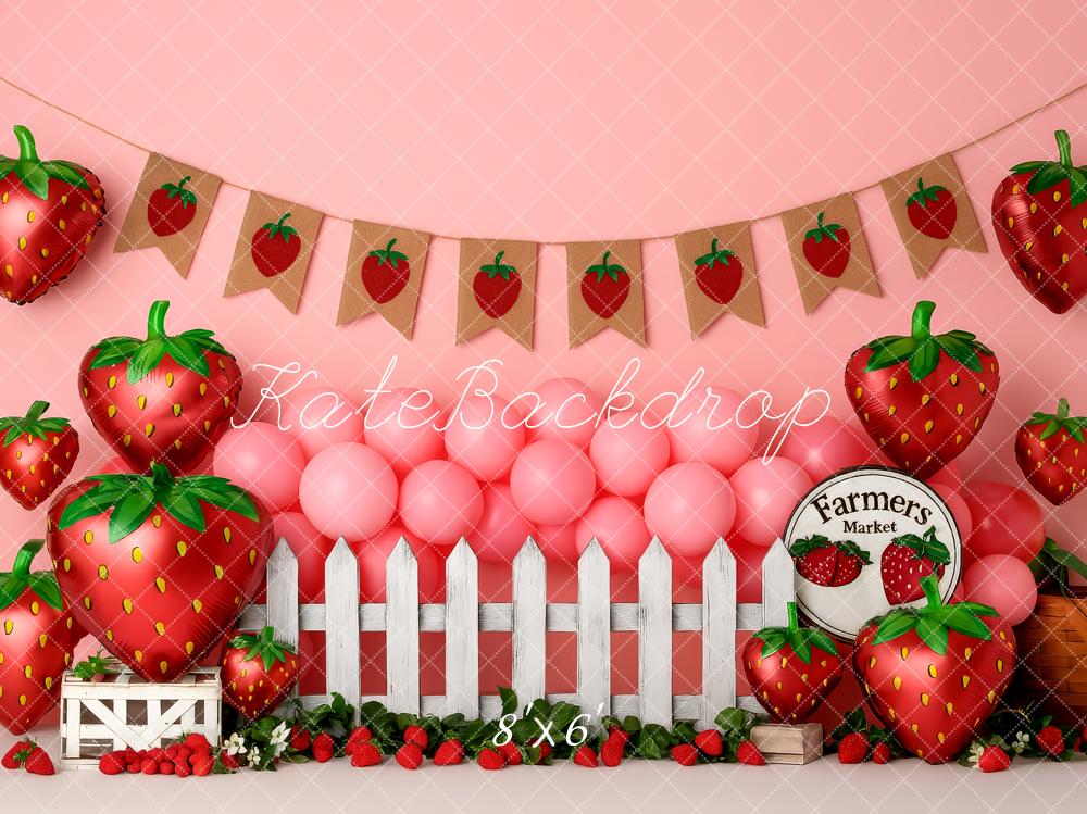 Kate Cake Smash Strawberry Farmers Market Backdrop Designed by Patty Robert