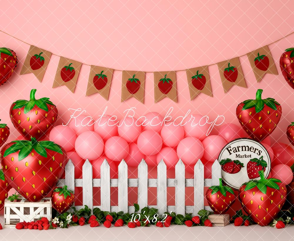 Kate Cake Smash Strawberry Farmers Market Backdrop Designed by Patty Robert