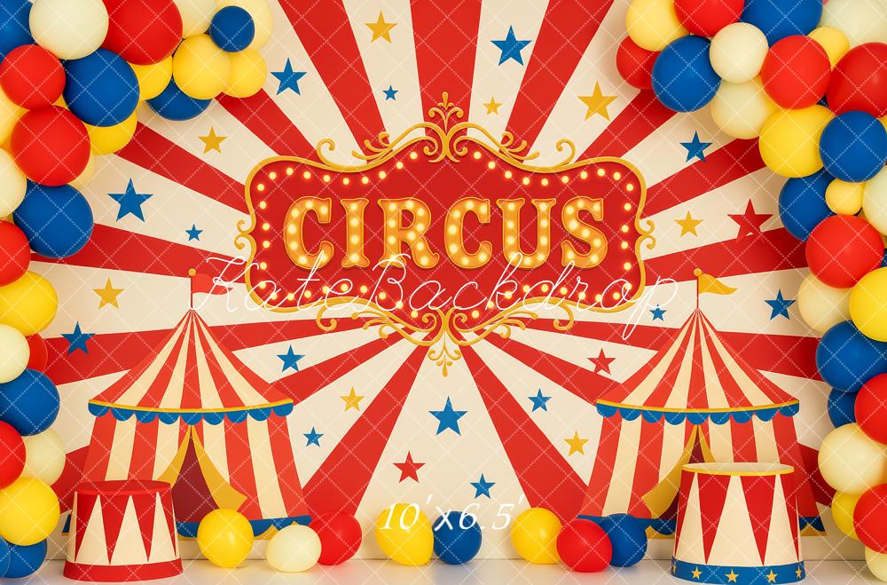 Kate Cake Smash Circus Tent Balloons Backdrop Designed by Patty Robert -UK