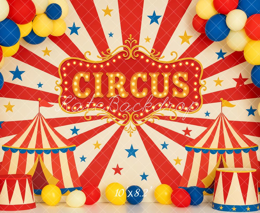 Kate Cake Smash Circus Tent Balloons Backdrop Designed by Patty Robert -UK