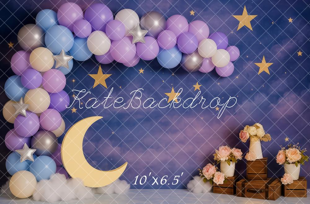 Kate Cake Smash Dreamy Moon Stars Balloon Backdrop Designed by Patty Robert