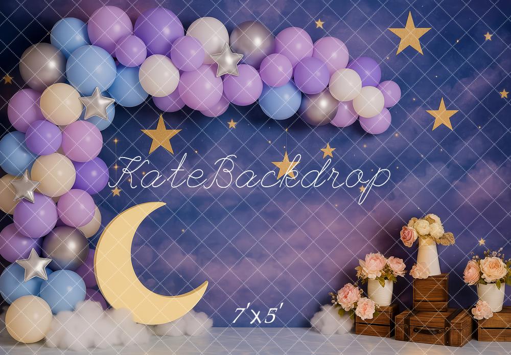 Kate Cake Smash Dreamy Moon Stars Balloon Backdrop Designed by Patty Robert