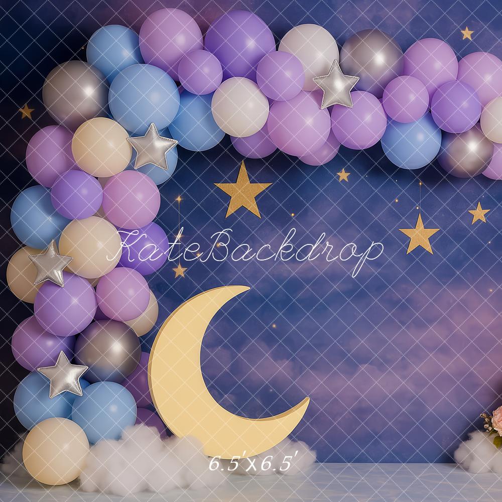 Kate Cake Smash Dreamy Moon Stars Balloon Backdrop Designed by Patty Robert