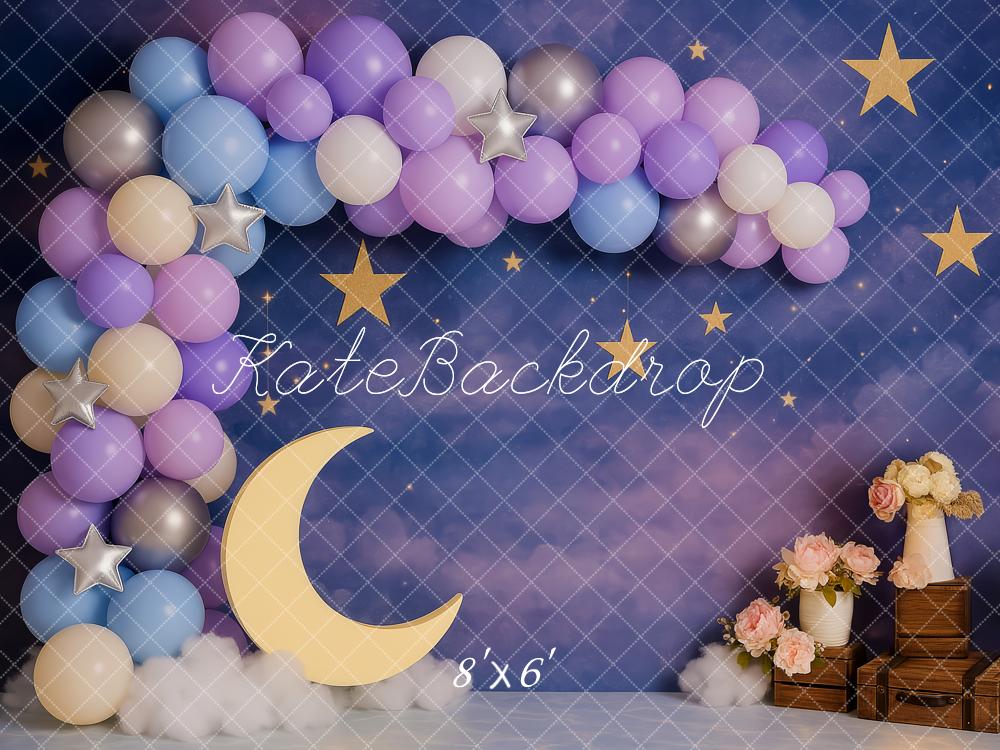 Kate Cake Smash Dreamy Moon Stars Balloon Backdrop Designed by Patty Robert